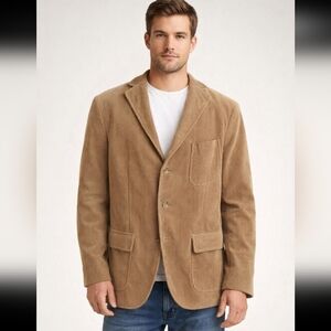 Polo Ralph Lauren Corduroy Blazer Jacket Tan Beige Classic Fit - Mens Size L